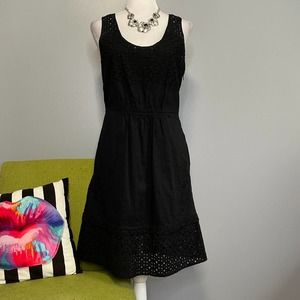 Madewell Black Cotton Eyelet Lovesong Sleeveless Dress NEW 6